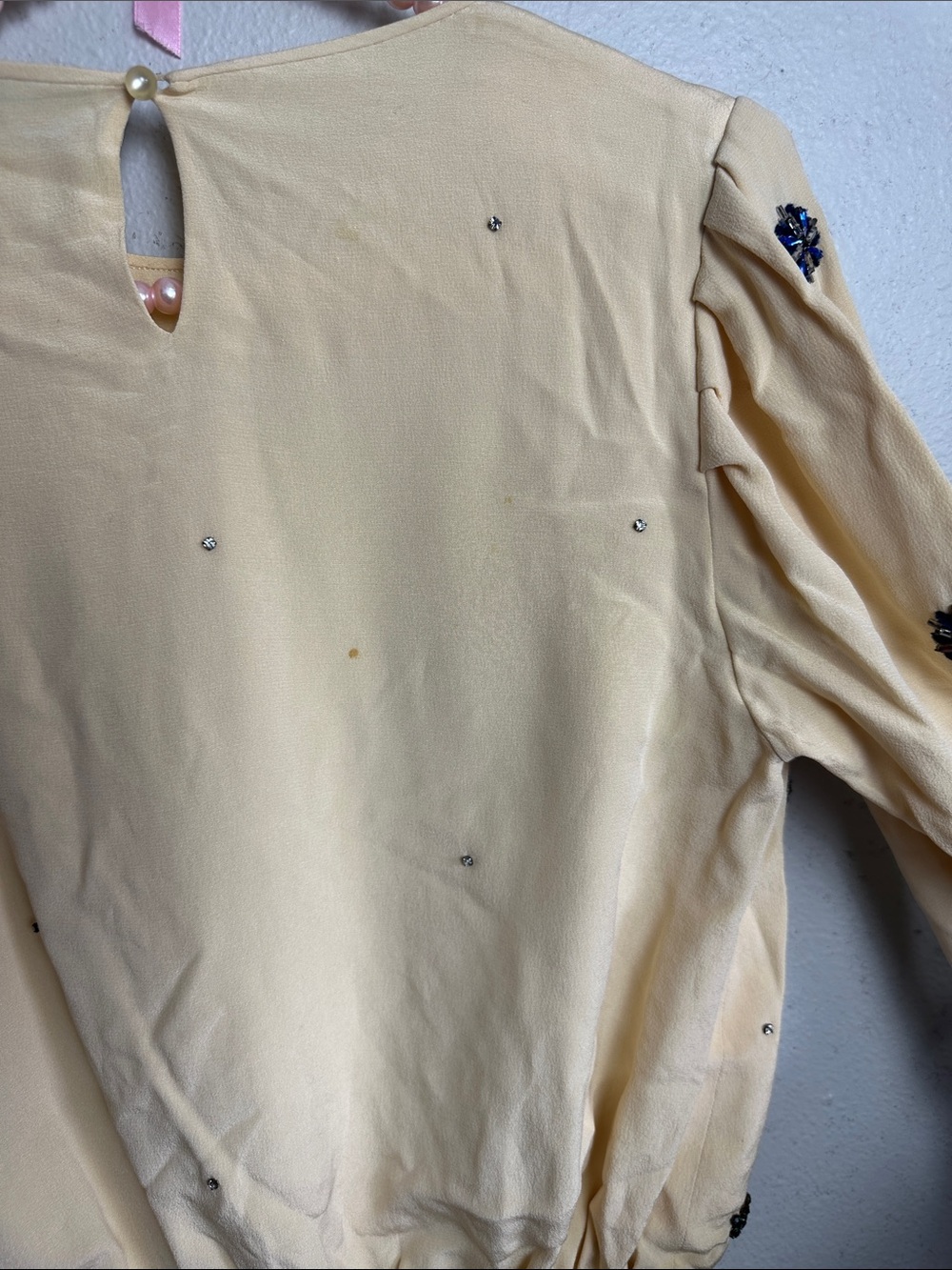 Vintage silk Chloe Cream Long-Sleeve Embellished blouse - Picture 11 of 15
